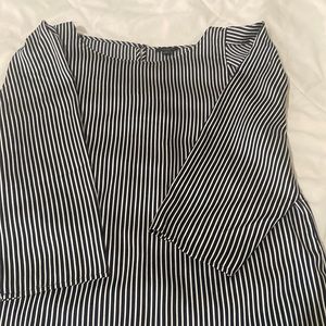 Women’s Ann Taylor blouse, size small, navy blue and white vertical stripes